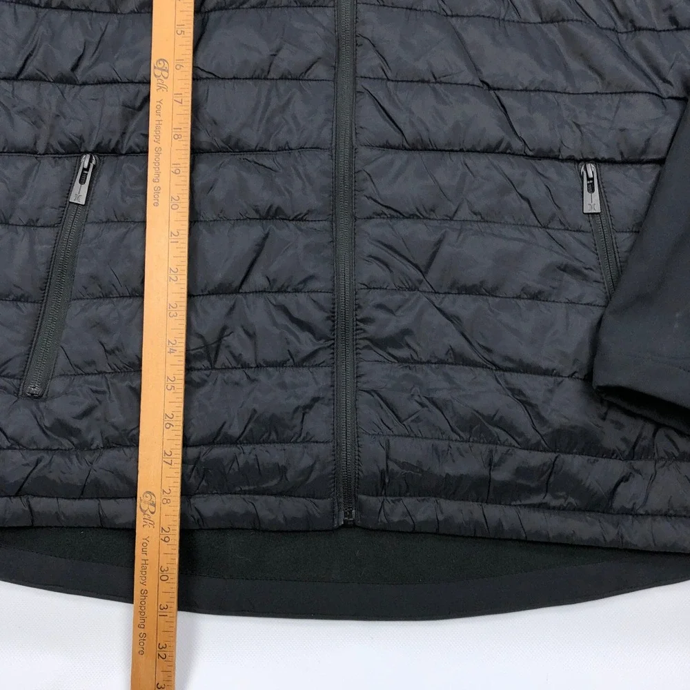 Hurley Mens XL Black Hybrid Puffer Softshell Hooded Jacket Full Zip 1524096